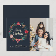 Frohe Weihnachten Blumenreath Personalisiertes Fot