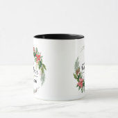 Frohe Weihnachten Blumenreath und Script Black Tasse (Zentrum)