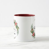 Frohe Weihnachten Blumenreath und Script Maroon Tasse (Zentrum)