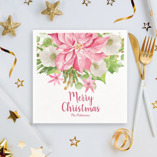 Frohe Weihnachten Blumenstrauß Serviette
