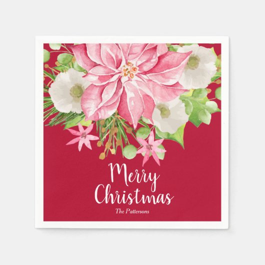 Frohe Weihnachten Blumenstrauß Serviette (Vorderseite)