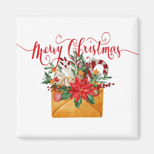 Frohe Weihnachten Blumenumschlag  Magnet