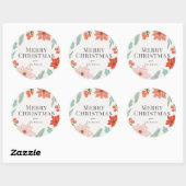 Frohe Weihnachten Blütencreme Weißer Urlaub Runder Aufkleber (Blatt)