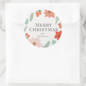 Frohe Weihnachten Blütencreme Weißer Urlaub Runder Aufkleber (Tasche)