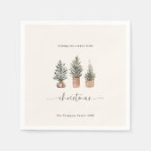 Frohe Weihnachten Boho Minimal Pine Trees Serviette (Vorderseite)