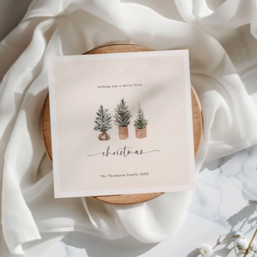 Frohe Weihnachten Boho Minimal Pine Trees Serviette