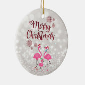 Frohe Weihnachten, Bokeh, Flamingos Weihnachtsmann Keramik Ornament (Rechts)