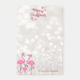 Frohe Weihnachten, Bokeh,Rosa Flamingos Weihnachts Post-it Klebezettel