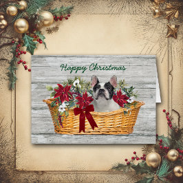 Frohe Weihnachten Boston Terrier Dog in Basket