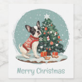 Frohe Weihnachten Boston Terrier Dog Weinetikett (Einzelnes Label)