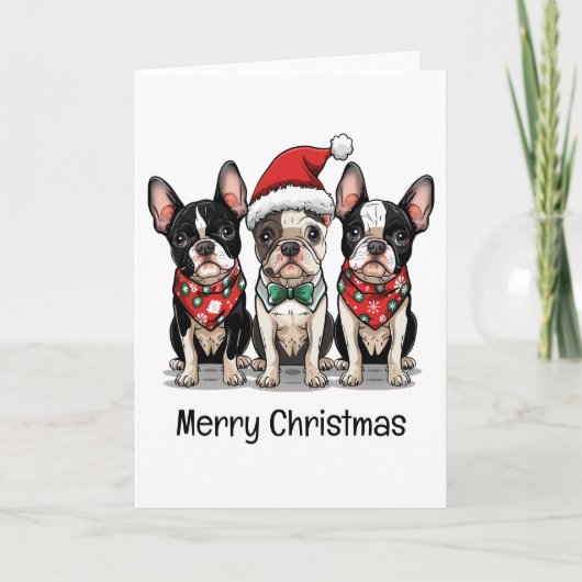 Frohe Weihnachten Boston Terrier Dogs (Vorderseite)