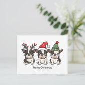 Frohe Weihnachten Boston Terrier Dogs (Stehend Vorderseite)