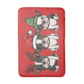 Frohe Weihnachten Boston Terrier Dogs Badematte (Vorderseite Vertikal)