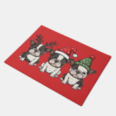 Frohe Weihnachten Boston Terrier Dogs Fußmatte (Schrägansicht)