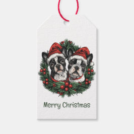 Frohe Weihnachten Boston Terrier Dogs Holiday Wrea Geschenkanhänger