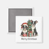 Frohe Weihnachten Boston Terrier Dogs Magnet (Vorderseite/Rückseite)