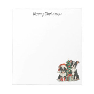 Frohe Weihnachten Boston Terrier Dogs Notizblock