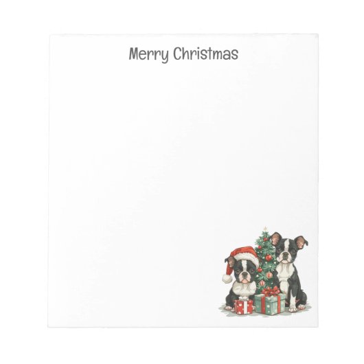 Frohe Weihnachten Boston Terrier Dogs Notizblock (Vorderseite)