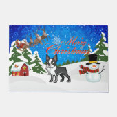 Frohe Weihnachten Boston Terrier Fußmatte (Vorderseite)