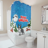 Frohe Weihnachten Boston Terrier mit einem Schneem Duschvorhang (Beispiel)