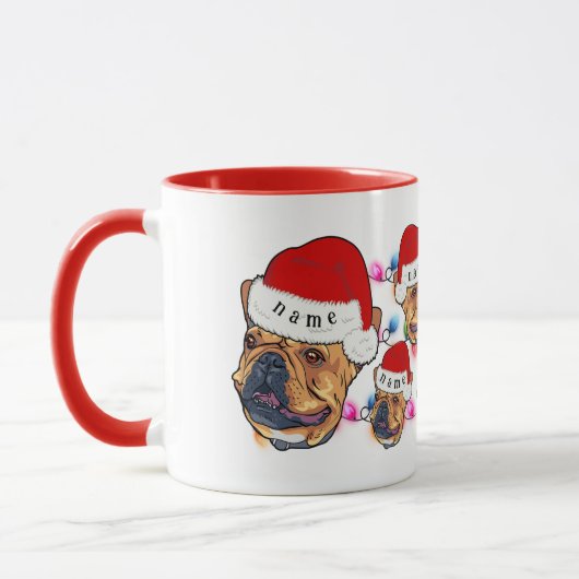 Frohe Weihnachten Boston Terrier Weihnachtsmannmüt Tasse (Links)