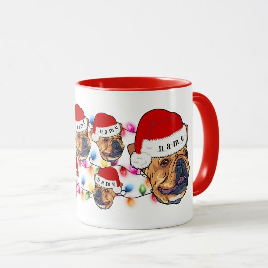 Frohe Weihnachten Boston Terrier Weihnachtsmannmüt Tasse (VorderseiteRechts)
