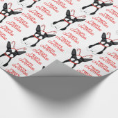 Frohe Weihnachten! Boston Terrier Wrapping Paper Geschenkpapier (Ecke)