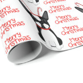 Frohe Weihnachten! Boston Terrier Wrapping Paper Geschenkpapier (Rolleneckpunkt)