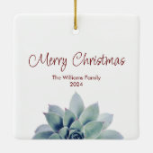 Frohe Weihnachten Botanisch Sukkulent Keramikornament (Rückseite)