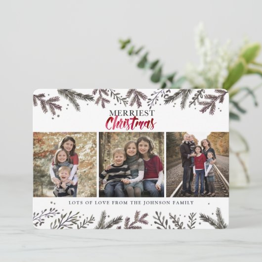 Frohe Weihnachten | Botanische Bäume | Fotokarte (Stehend Vorderseite)