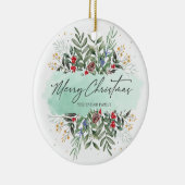 Frohe Weihnachten botanische Flora Keramik Ornament (Rechts)