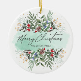 Frohe Weihnachten botanische Flora Keramik Ornament