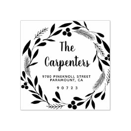 Frohe Weihnachten Botanische Garland Handwriting Gummistempel