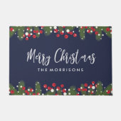 Frohe Weihnachten Botanische Pine & Berry Custom B Fußmatte (Vorderseite)