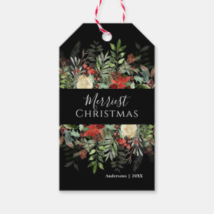 Frohe Weihnachten   Botanische Rustikale Geschenke Geschenkanhänger