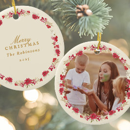 frohe Weihnachten botanischer Kranz Foto Urlaub Keramik Ornament