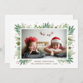 Frohe Weihnachten. Botanisches Aquarell Feiertagskarte (Vorne/Hinten)