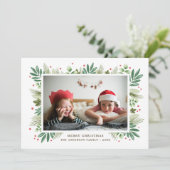 Frohe Weihnachten. Botanisches Aquarell Feiertagskarte (Stehend Vorderseite)
