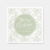 Frohe Weihnachten Botanisches Elegant Grüne Blüte Serviette (Vorderseite)