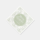 Frohe Weihnachten Botanisches Elegant Grüne Blüte Serviette (Ecke)