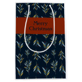 Frohe Weihnachten Botany Bouquets Pattern Geschenk Mittlere Geschenktüte (Vorderseite)