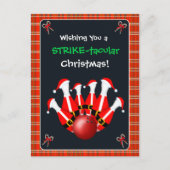 Frohe Weihnachten Bowling Postkarte (Vorderseite)