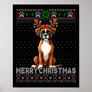 Frohe Weihnachten Boxer Reindeer Hund liebt Ugly X Poster