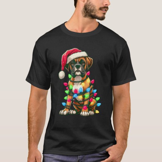 Frohe Weihnachten Boxer WeihnachtsLICHT Dog X T-Shirt (Vorderseite)
