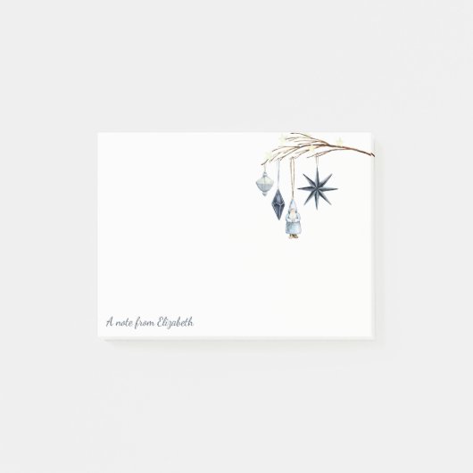 Frohe Weihnachten, Branch, Balls, Weihnachtsmann, Post-it Klebezettel (Vorderseite)