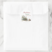Frohe Weihnachten, Branchen, Pine Cones Runder Aufkleber (Tasche)