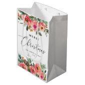 Frohe Weihnachten | Branchen Winter Floral & Pine Mittlere Geschenktüte (Vorderseite Schrägansicht)