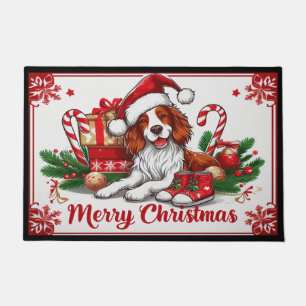 Frohe Weihnachten Bretagne Hund mit Weihnachtsmann Fußmatte
