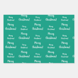 Frohe Weihnachten Bright Green Pattern Geschenkpapier Set