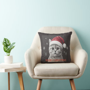 Frohe Weihnachten Britisch Kurzhaar Katze, Weihnac Kissen